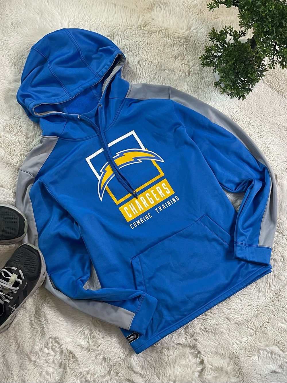 New Era NFL Team Apparel LA Chargers Combine Training Fleece Hoodie Blue Mens XL